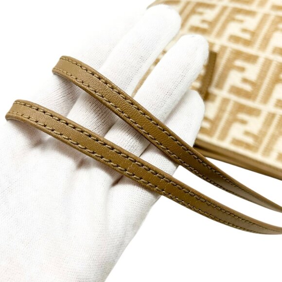 FENDI Vintage Zucca Straw Shoulder Tote Bag Beige Cream FF Logo Raffia [105689] - Picture 12 of 14